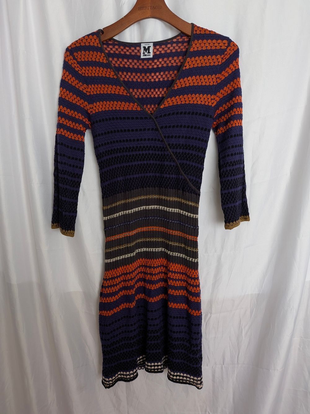 M by Missoni Purple, Orange and Brown Striped Knit Dress Size 2